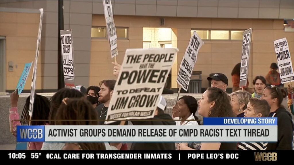 Groups rally for release of CMPD officers’ racist text thread